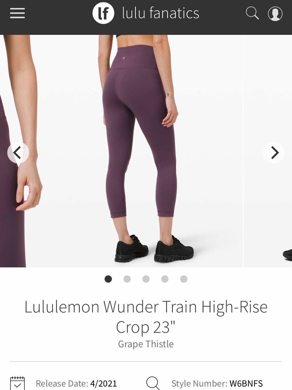 NWOT Lululemon Wunder Train High-Rise Crop 23" Sz 4 *Grape Thistle*